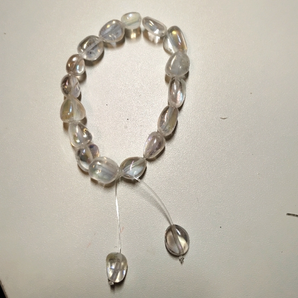 Women’s Semi-Precious Clear Beaded Stretch Bracelet – Adjustable - Picture 2 of 4